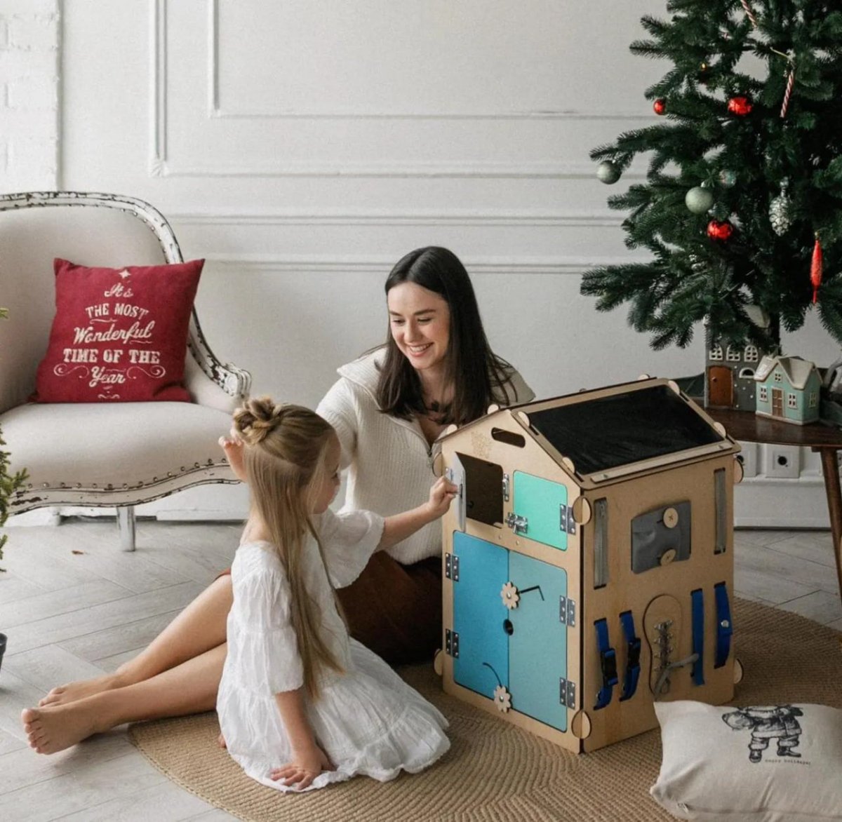 Mint Busy Board House – 6-Panel Montessori Activity Playhouse, Limited Edition - Tiny Tugz™