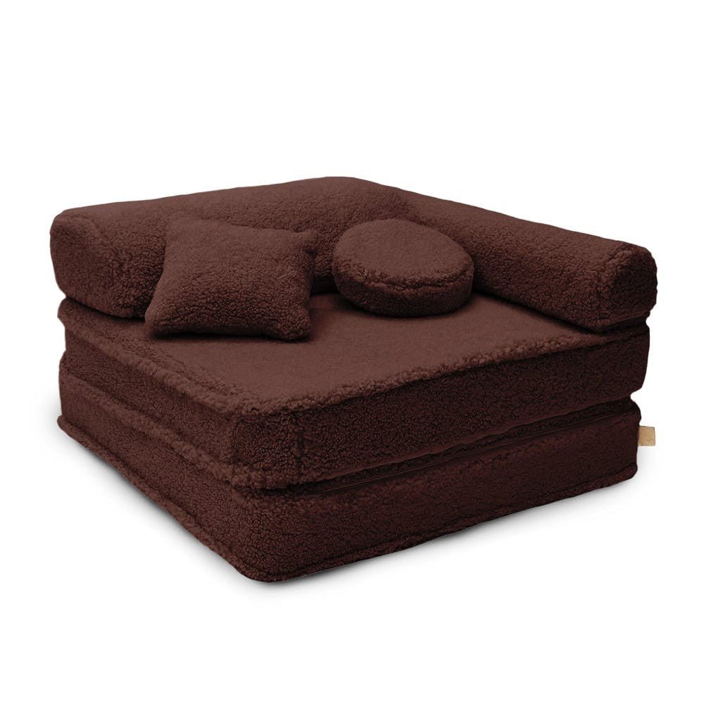 Modular Kids Armchair, 5 Pieces - Bearly Fabric (Dark Brown) - Tiny Tugz™
