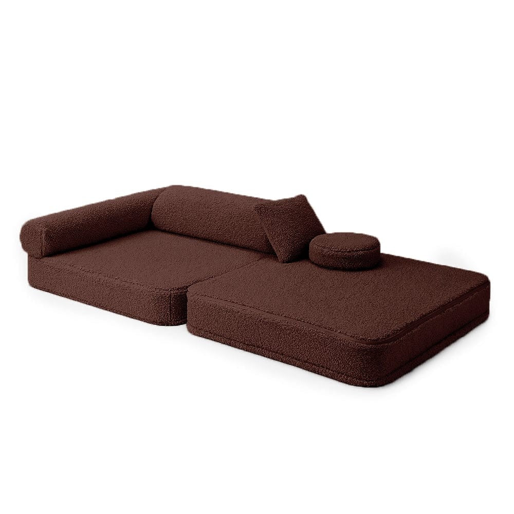 Modular Kids Armchair, 5 Pieces - Bearly Fabric (Dark Brown) - Tiny Tugz™