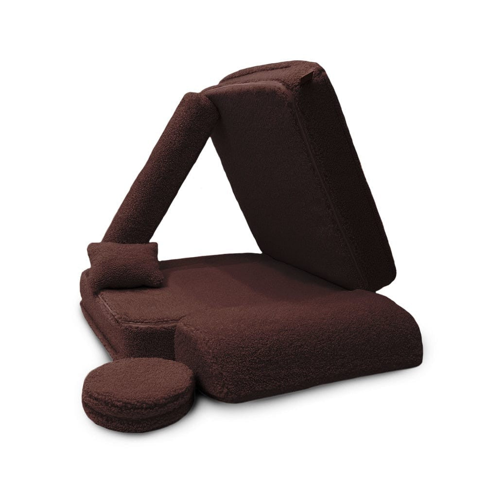 Modular Kids Armchair, 5 Pieces - Bearly Fabric (Dark Brown) - Tiny Tugz™