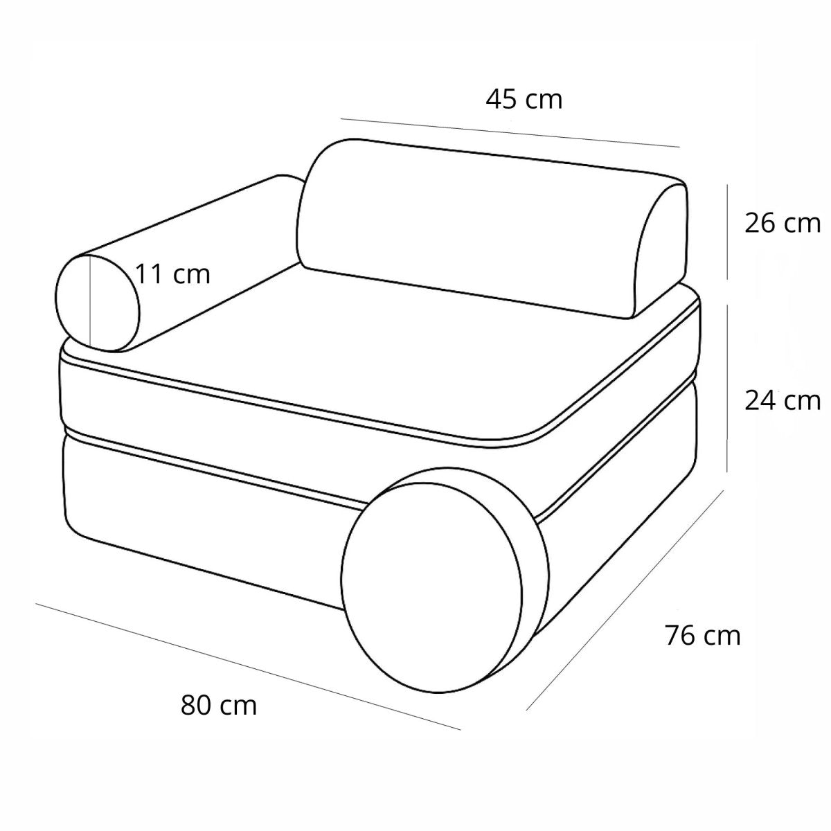 Modular Kids Armchair, 5 Pieces - Bearly Fabric (Off White) - Tiny Tugz™