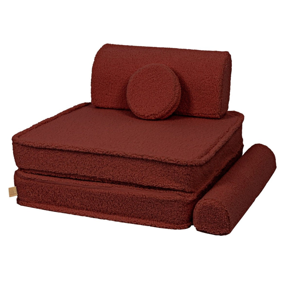 Modular Kids Play Sofa, Large - Bearly Fabric, 160 x 80 cm (Brown) - Tiny Tugz™