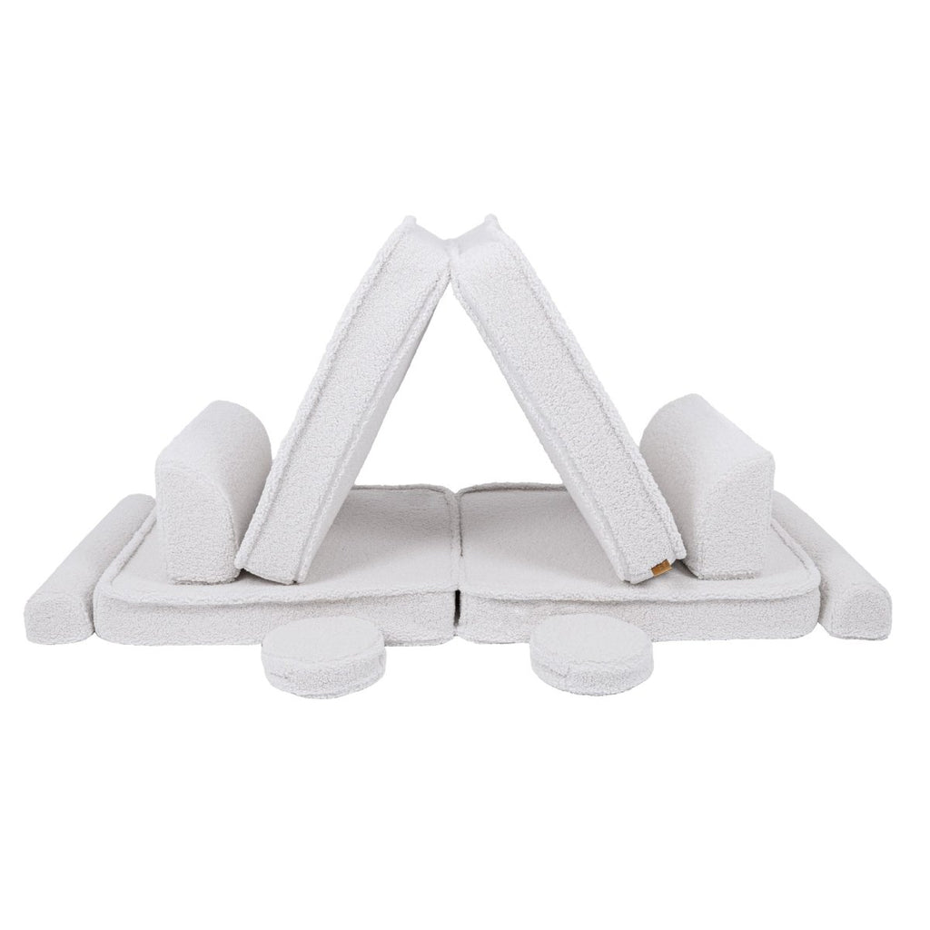 Modular Kids Play Sofa, Large - Bearly Fabric, 160 x 80 cm (White) - Tiny Tugz™