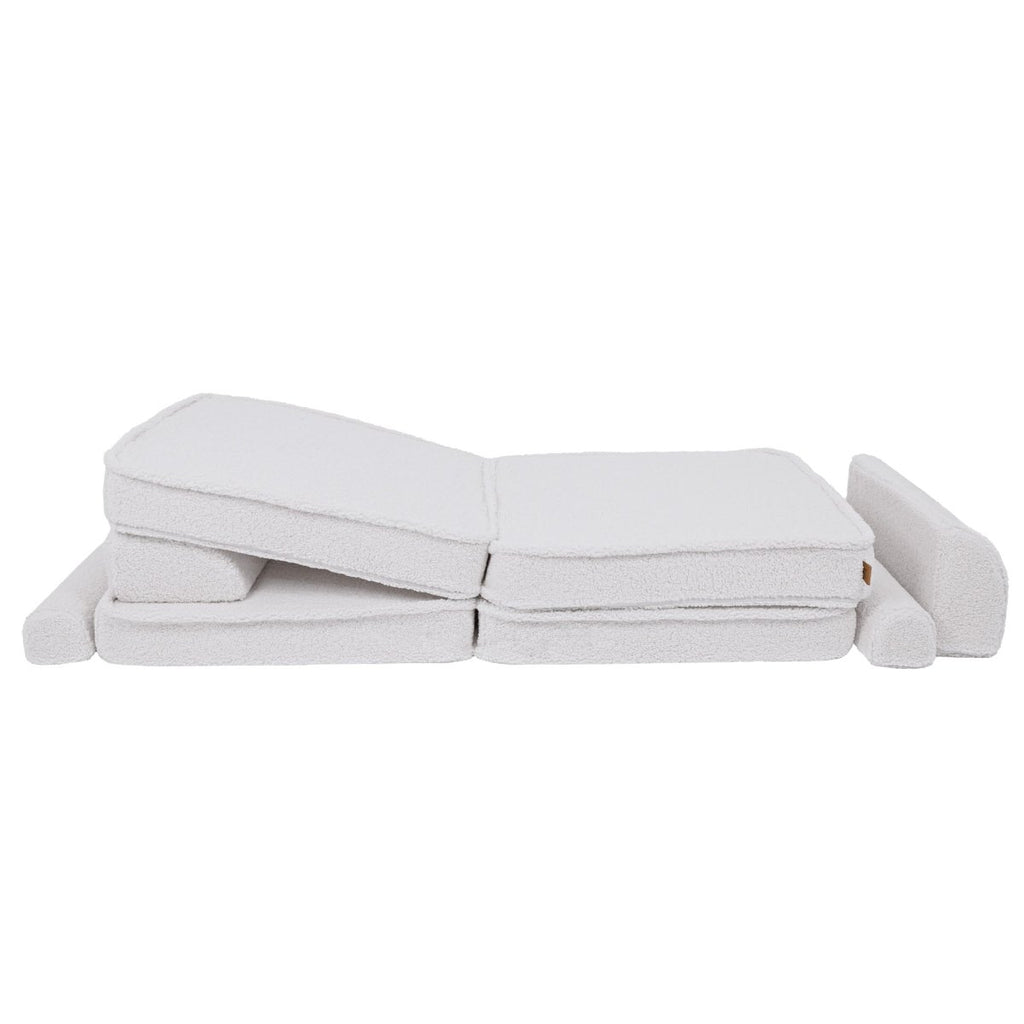 Modular Kids Play Sofa, Large - Bearly Fabric, 160 x 80 cm (White) - Tiny Tugz™