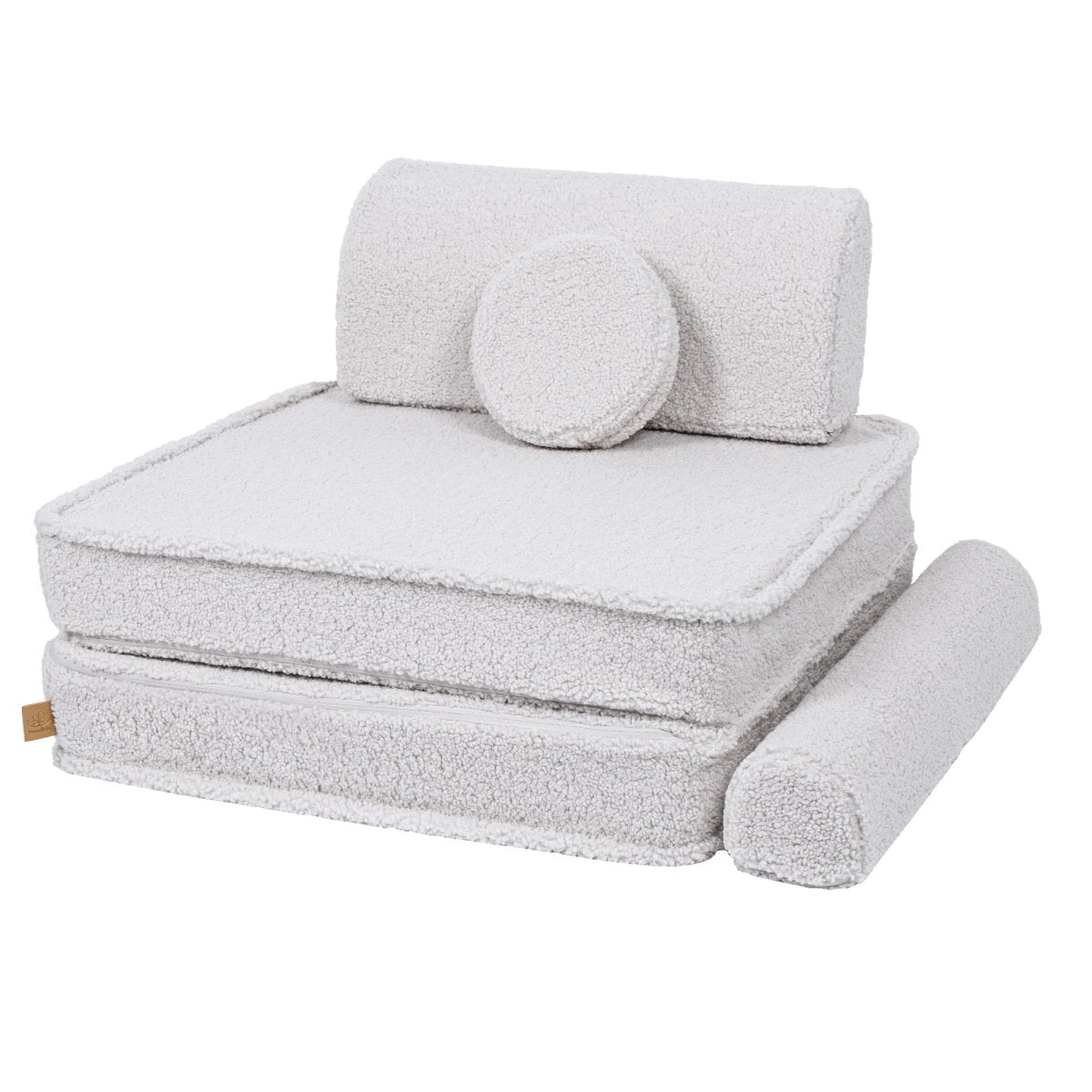Modular Kids Play Sofa, Large - Bearly Fabric, 160 x 80 cm (White) - Tiny Tugz™