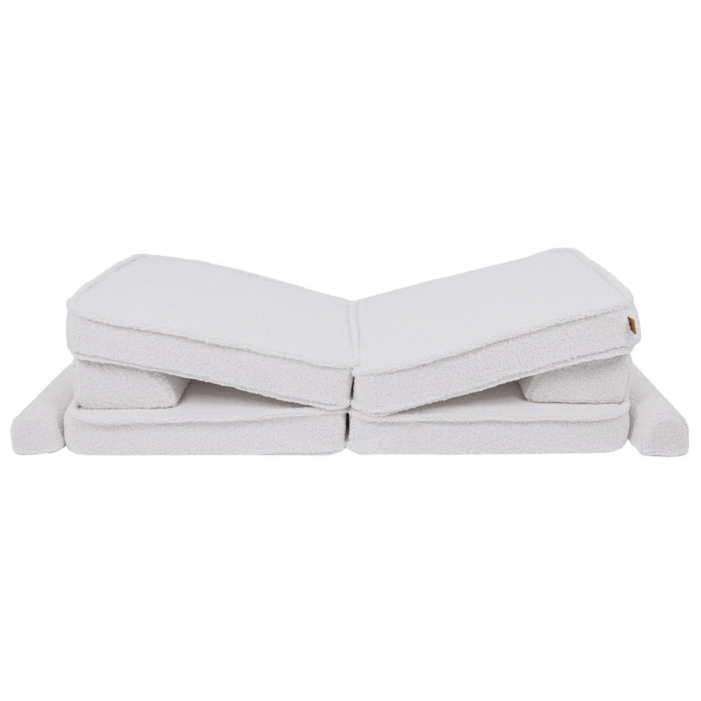 Modular Kids Play Sofa, Large - Bearly Fabric, 160 x 80 cm (White) - Tiny Tugz™
