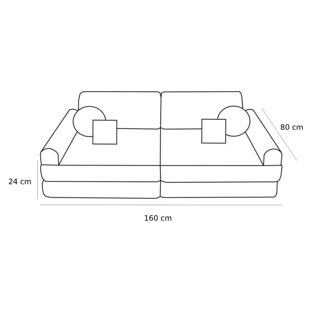 Modular Kids Play Sofa, Large - Bearly Fabric, 160 x 80 cm (White) - Tiny Tugz™