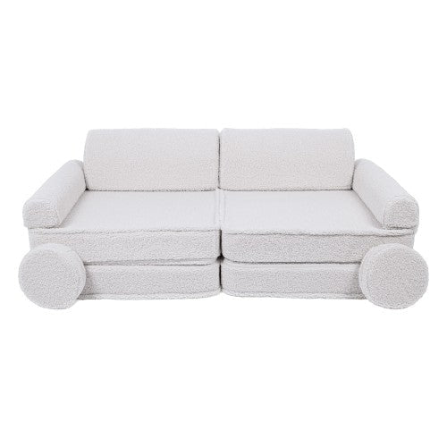 Modular Kids Play Sofa, Large - Bearly Fabric, 160 x 80 cm (White) - Tiny Tugz™