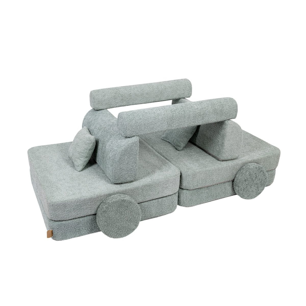 Modular Kids Play Sofa, Large - Bouclé, 160 x 80 cm (Fresh Mint) - Tiny Tugz™