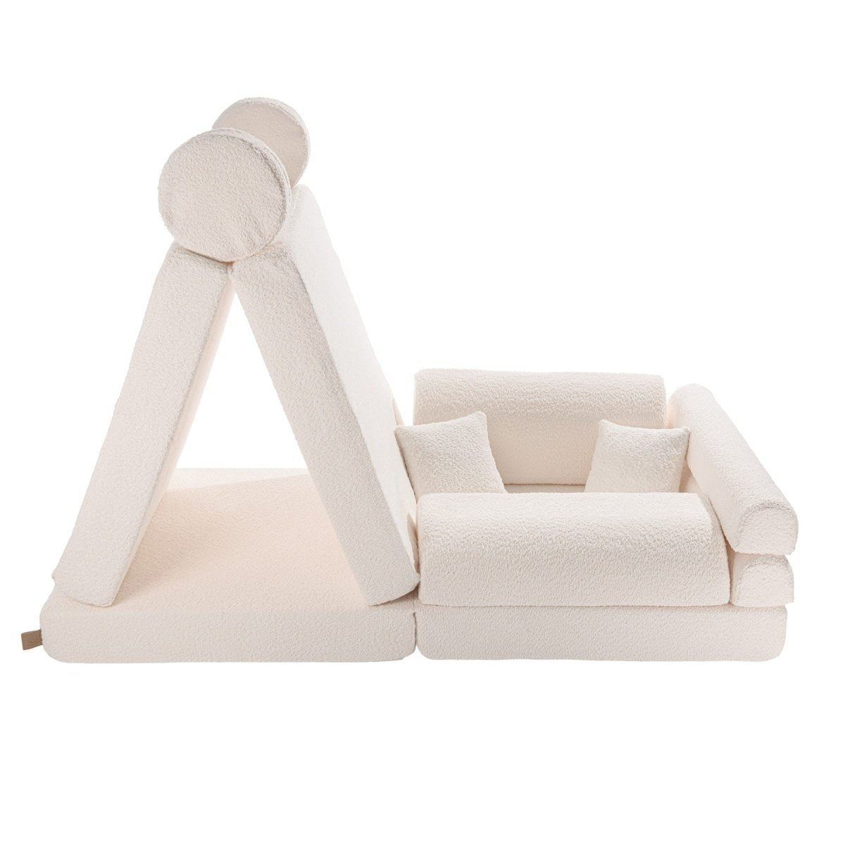 Modular Kids Play Sofa, Large - Bouclé, 160 x 80 cm (White) - Tiny Tugz™