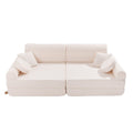 Modular Kids Play Sofa, Large - Bouclé, 160 x 80 cm (White) - Tiny Tugz™
