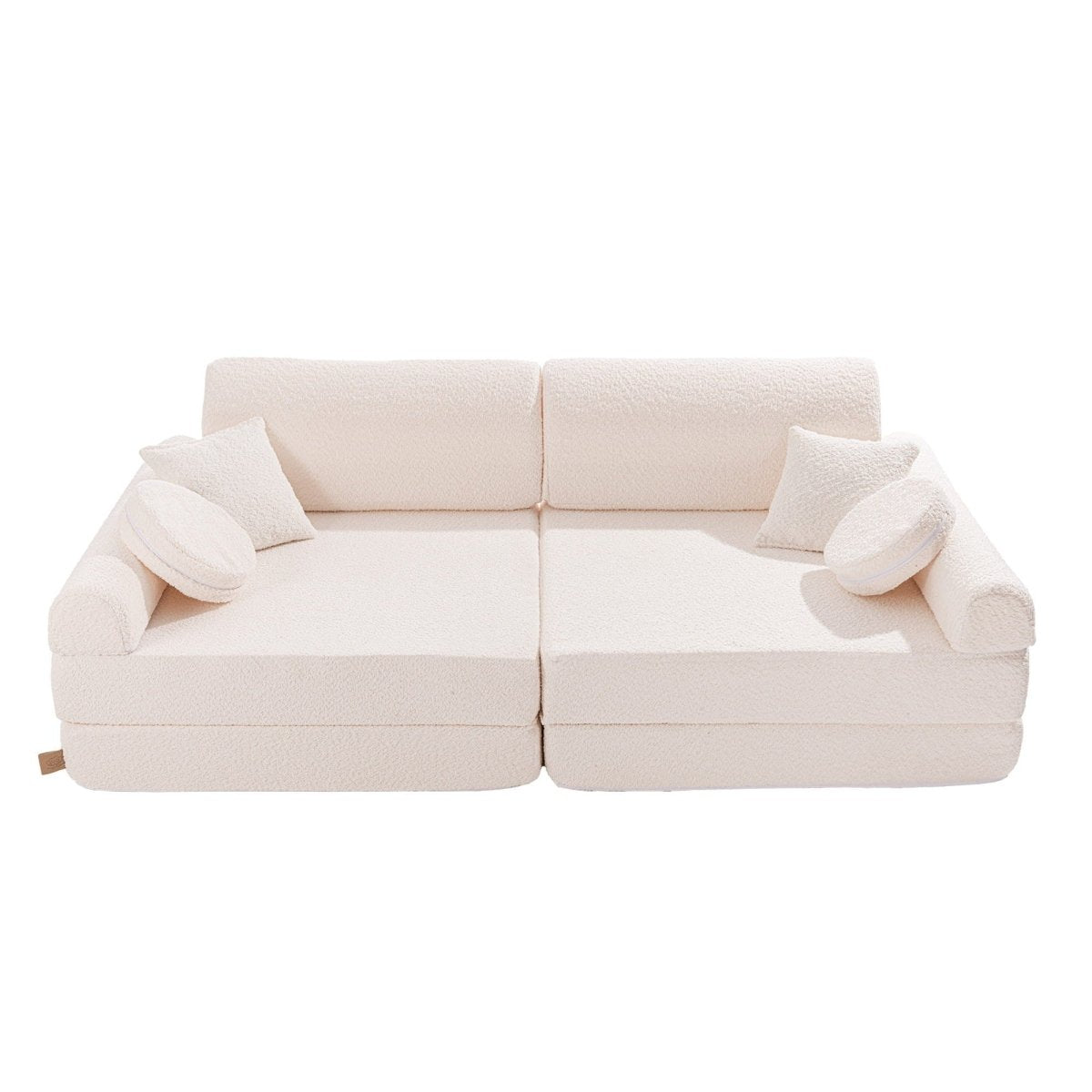 Modular Kids Play Sofa, Large - Bouclé, 160 x 80 cm (White) - Tiny Tugz™