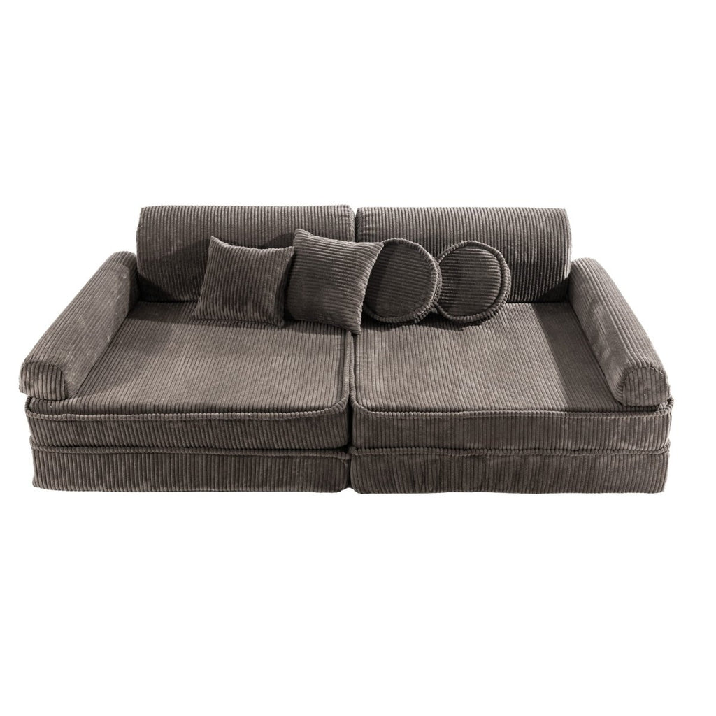 Modular Kids Play Sofa, Large - Corduroy, 160 x 80 cm (Brown) - Tiny Tugz™
