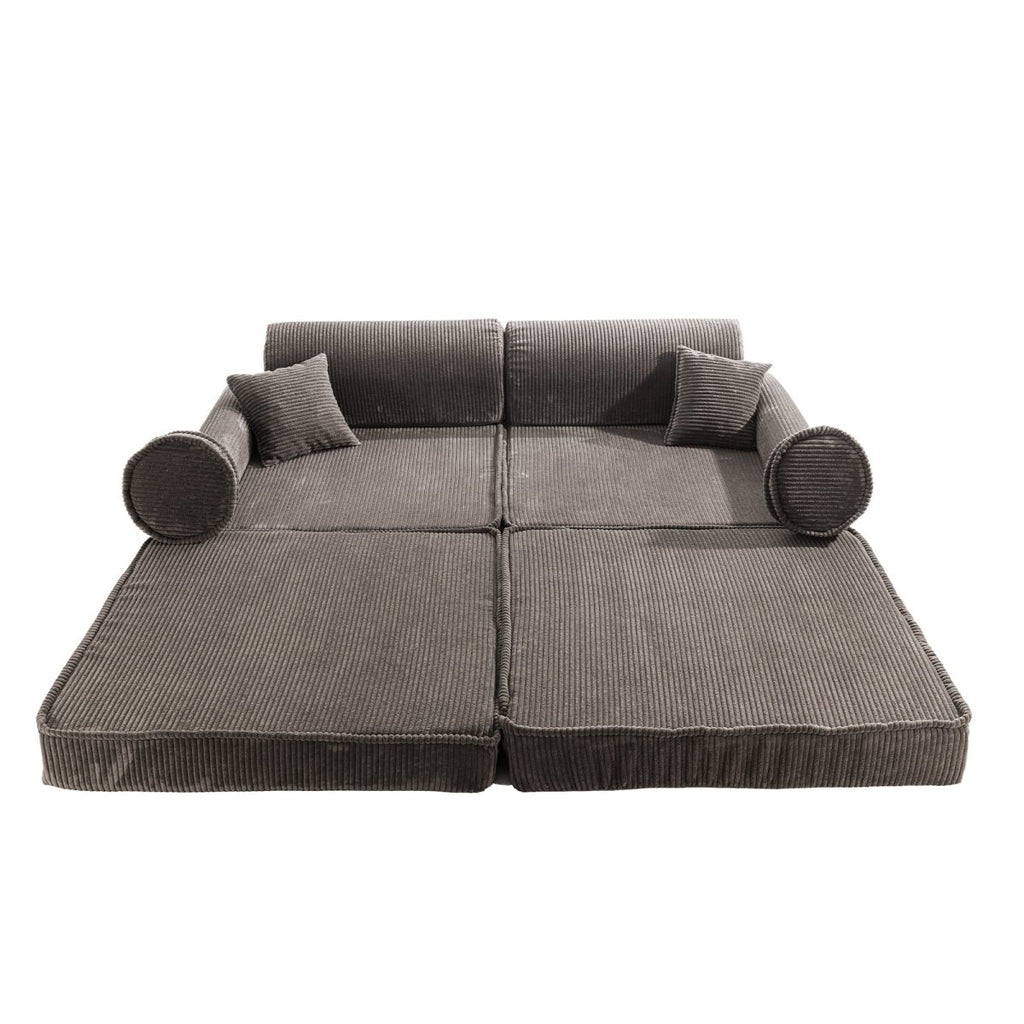Modular Kids Play Sofa, Large - Corduroy, 160 x 80 cm (Brown) - Tiny Tugz™