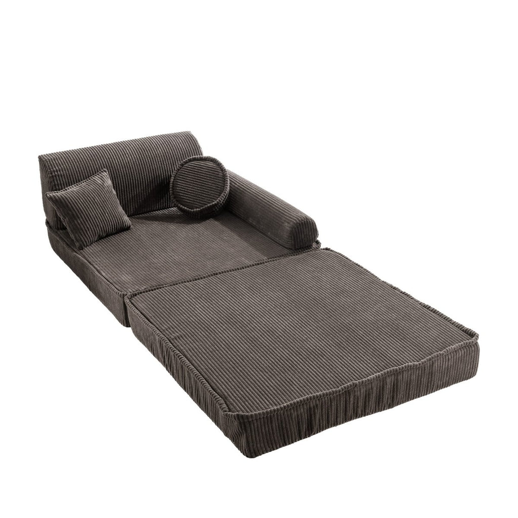 Modular Kids Play Sofa, Large - Corduroy, 160 x 80 cm (Brown) - Tiny Tugz™