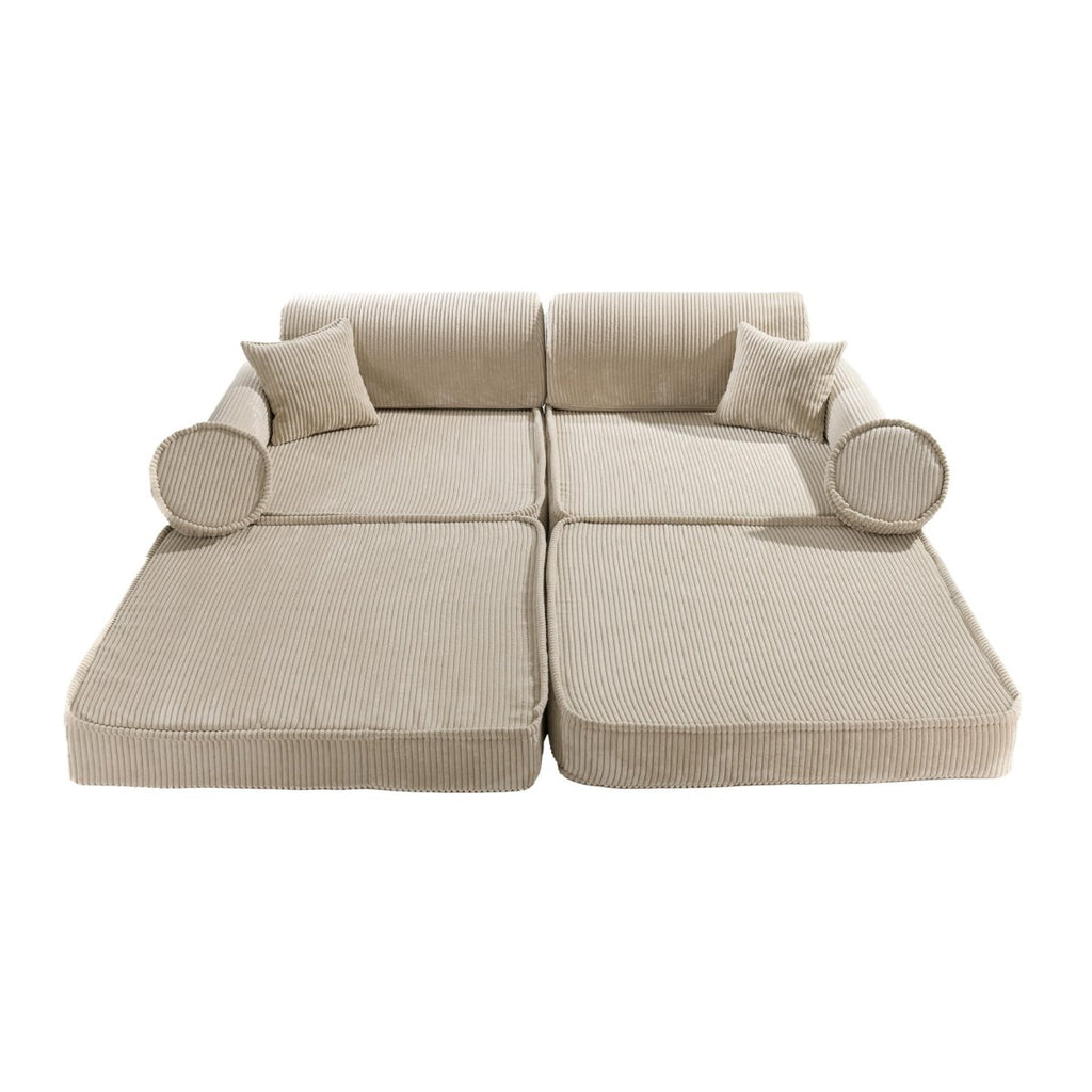 Modular Kids Play Sofa, Large - Corduroy, 160 x 80 cm (Ecru) - Tiny Tugz™