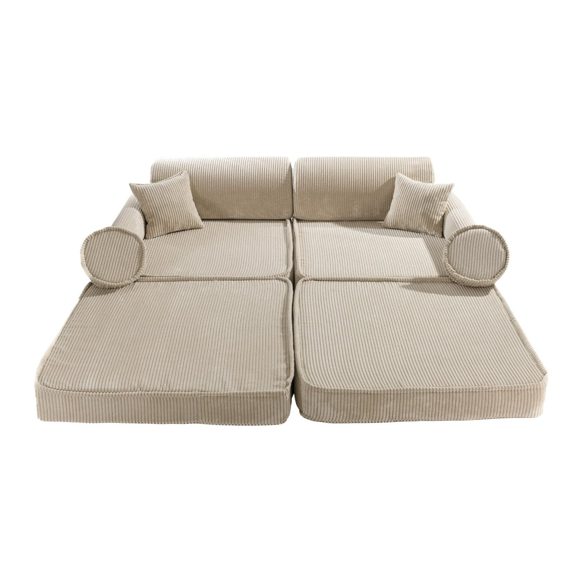 Modular Kids Play Sofa, Large - Corduroy, 160 x 80 cm (Ecru) - Tiny Tugz™
