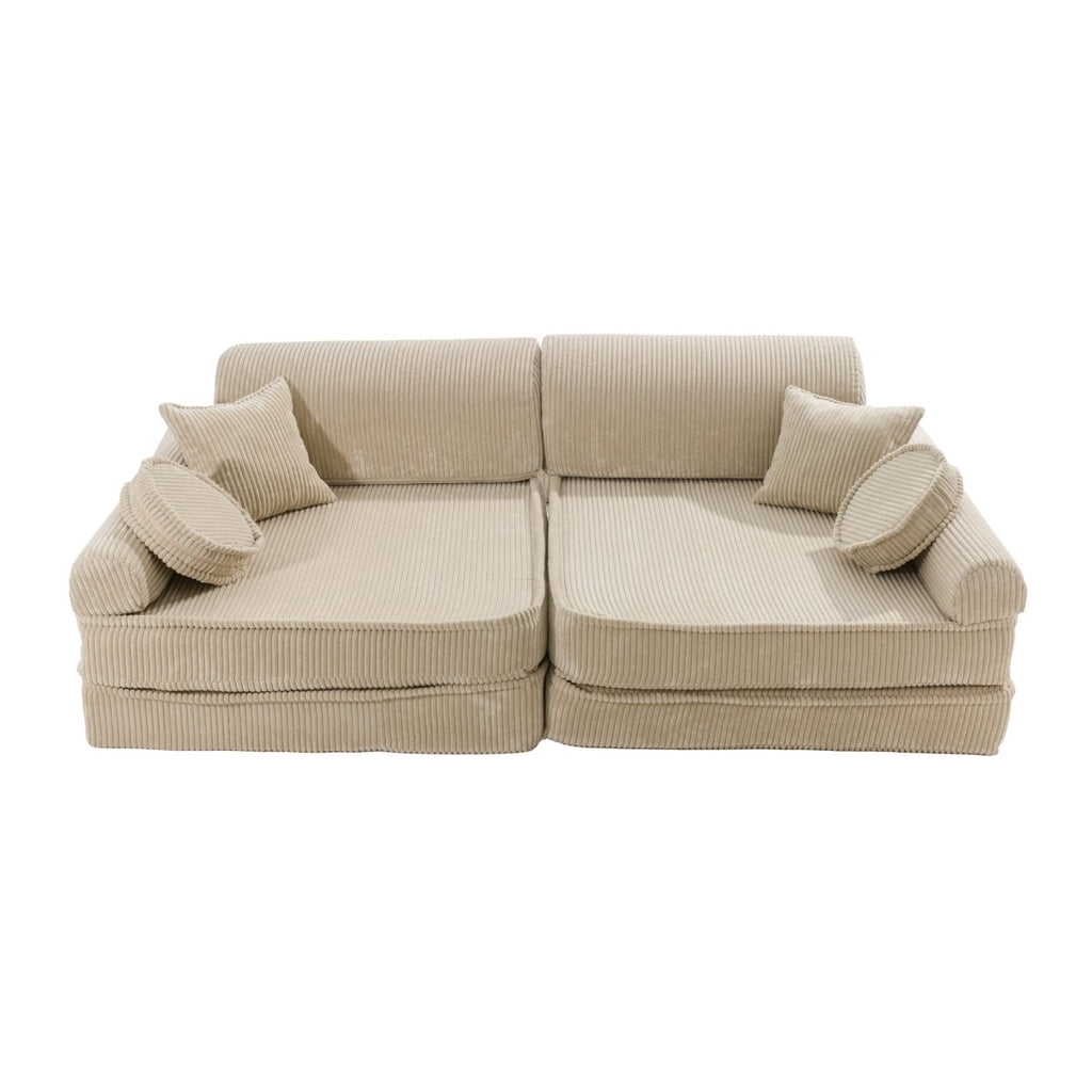 Modular Kids Play Sofa, Large - Corduroy, 160 x 80 cm (Ecru) - Tiny Tugz™