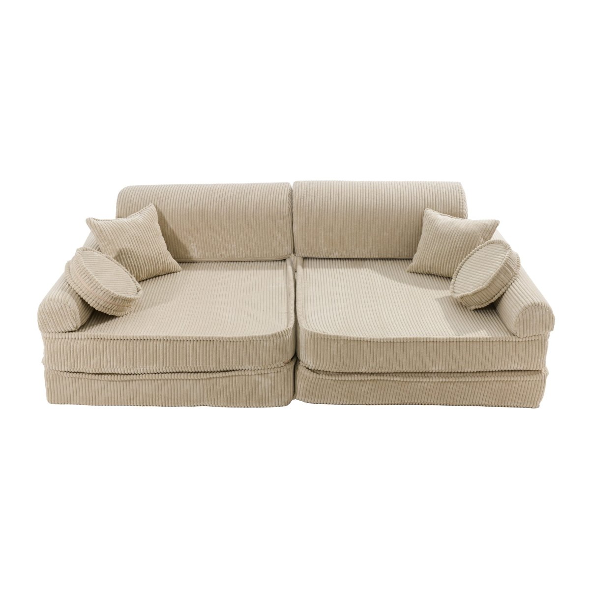 Modular Kids Play Sofa, Large - Corduroy, 160 x 80 cm (Ecru) - Tiny Tugz™