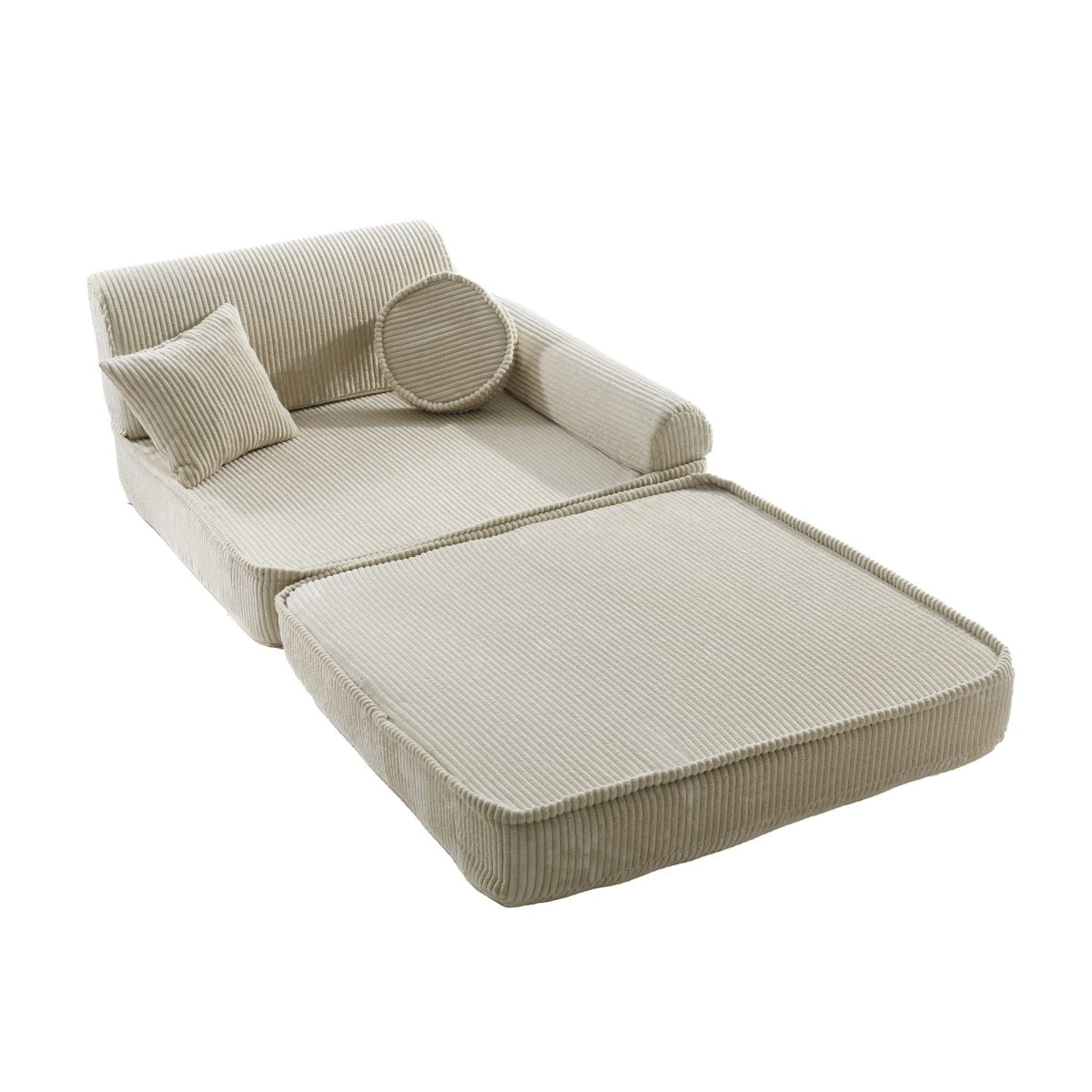 Modular Kids Play Sofa, Large - Corduroy, 160 x 80 cm (Ecru) - Tiny Tugz™
