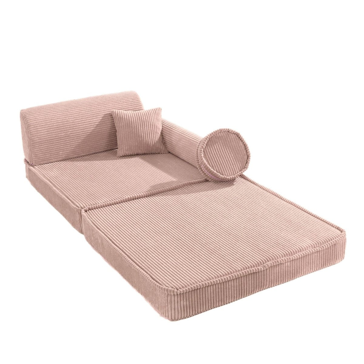 Modular Kids Play Sofa, Large - Corduroy, 160 x 80 cm (Powder Pink) - Tiny Tugz™