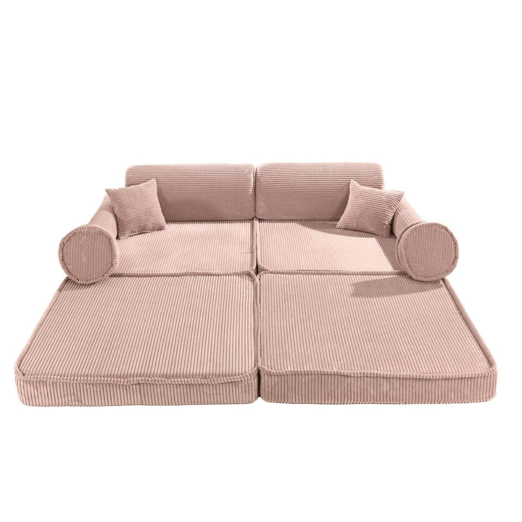 Modular Kids Play Sofa, Large - Corduroy, 160 x 80 cm (Powder Pink) - Tiny Tugz™