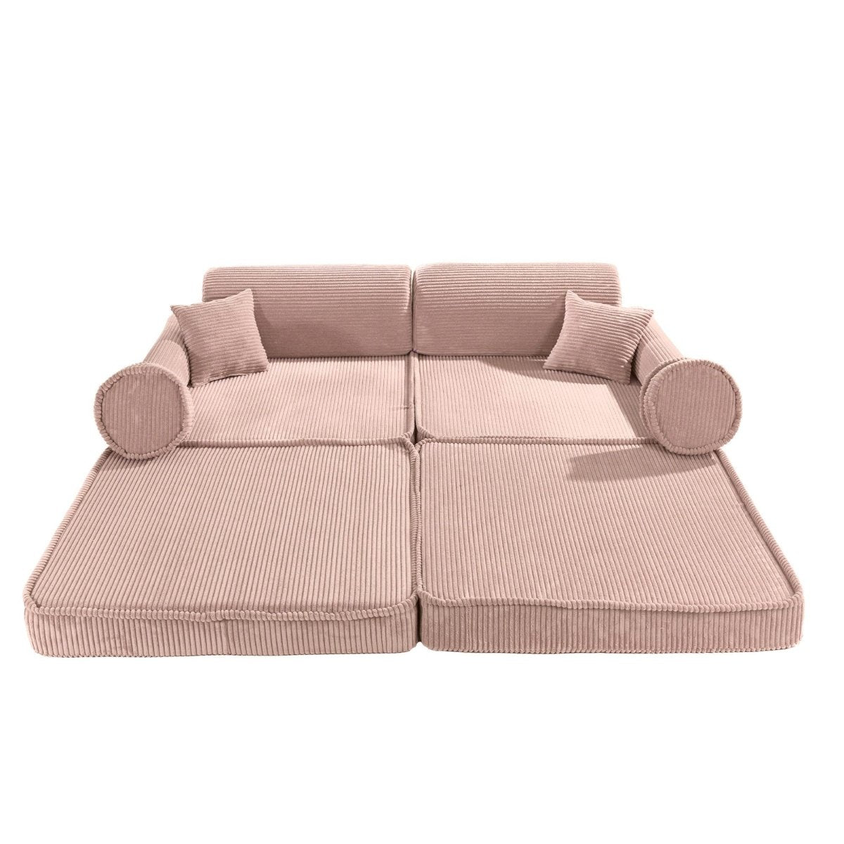 Modular Kids Play Sofa, Large - Corduroy, 160 x 80 cm (Powder Pink) - Tiny Tugz™