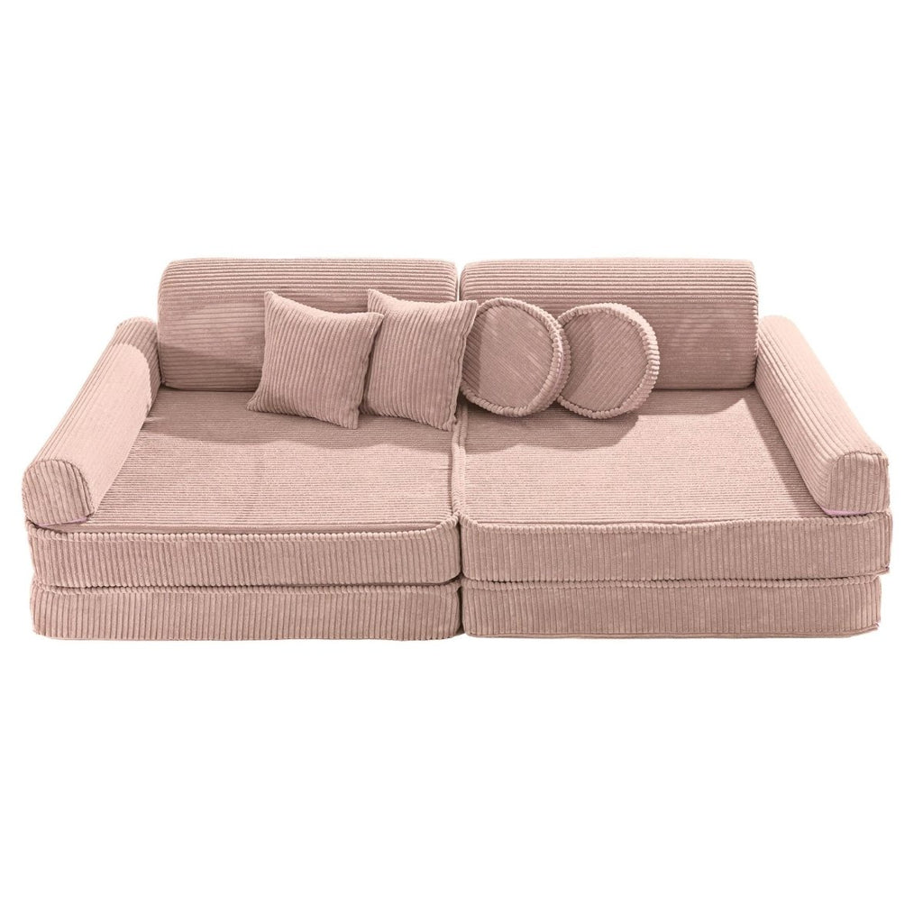 Modular Kids Play Sofa, Large - Corduroy, 160 x 80 cm (Powder Pink) - Tiny Tugz™
