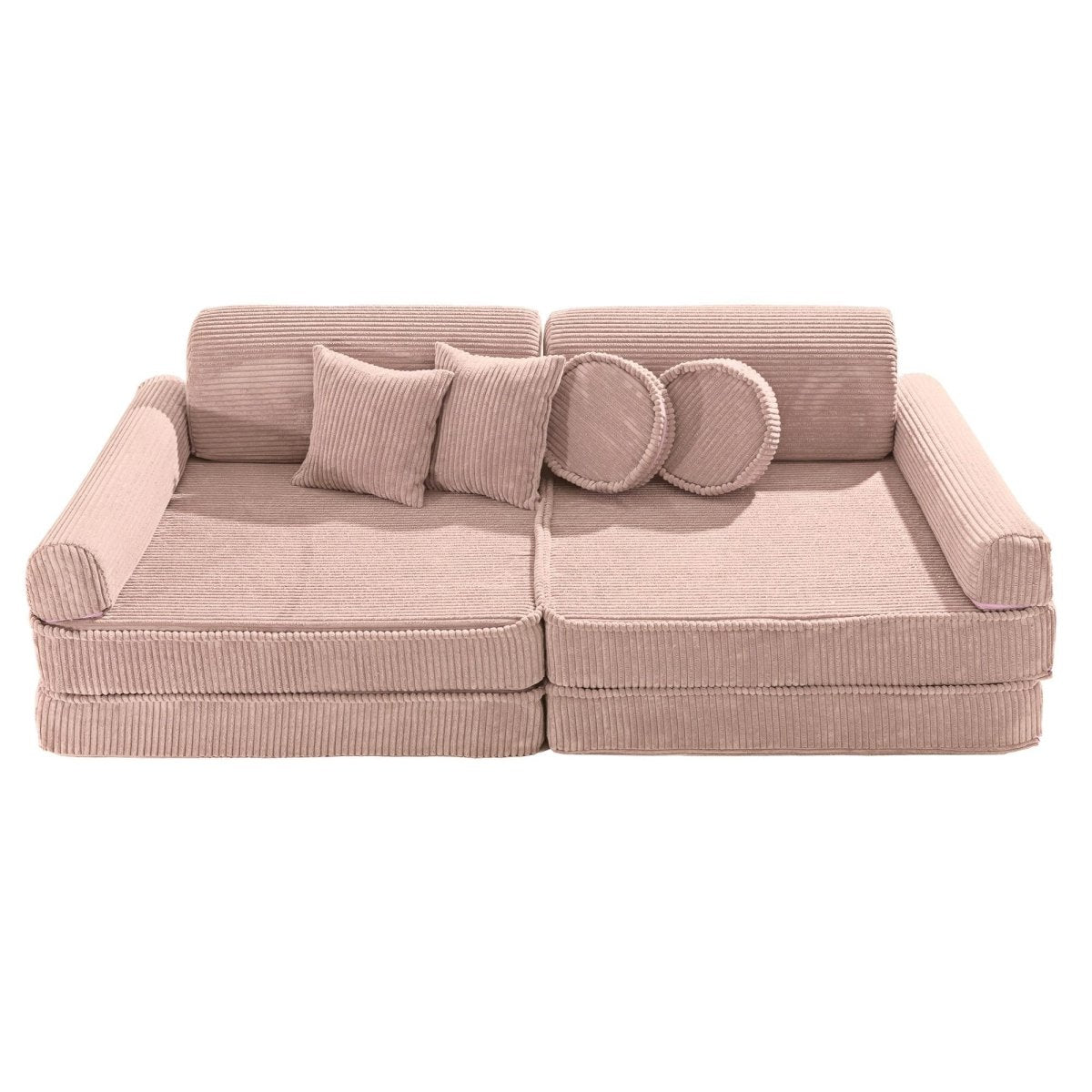 Modular Kids Play Sofa, Large - Corduroy, 160 x 80 cm (Powder Pink) - Tiny Tugz™