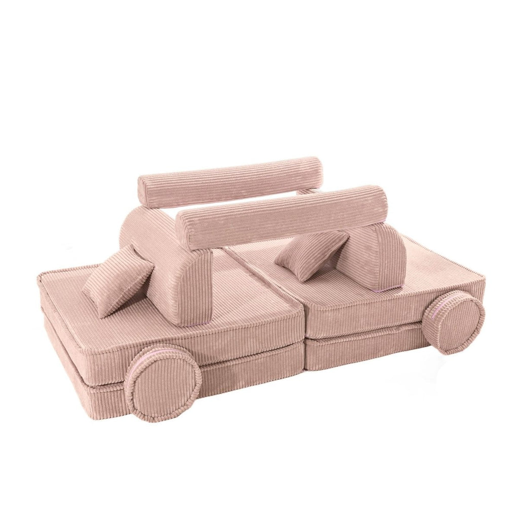 Modular Kids Play Sofa, Large - Corduroy, 160 x 80 cm (Powder Pink) - Tiny Tugz™