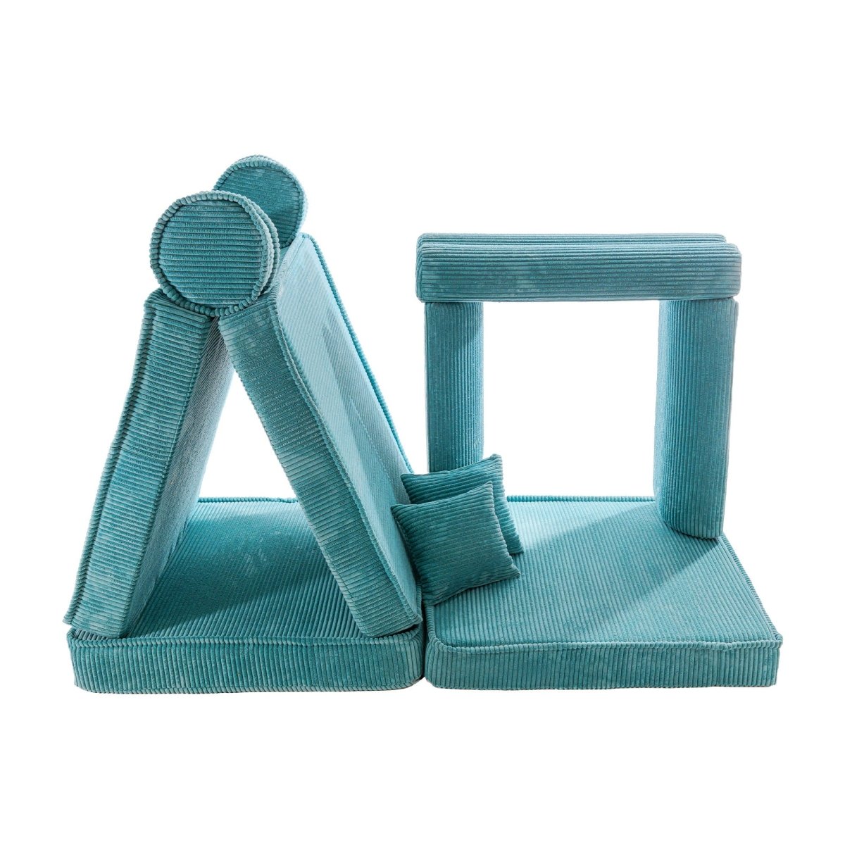Modular Kids Play Sofa, Large - Corduroy, 160 x 80 cm (Turquoise) - Tiny Tugz™