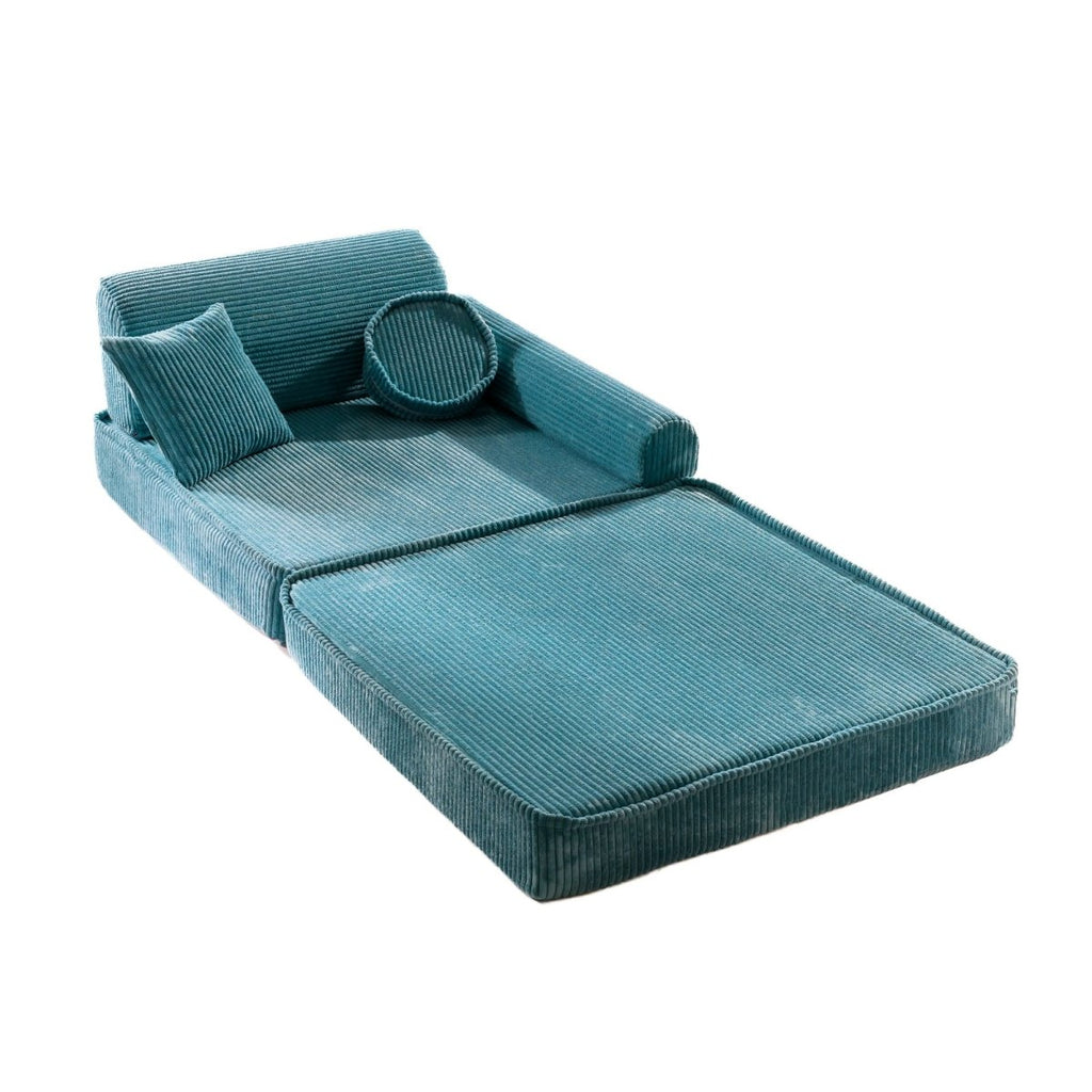 Modular Kids Play Sofa, Large - Corduroy, 160 x 80 cm (Turquoise) - Tiny Tugz™
