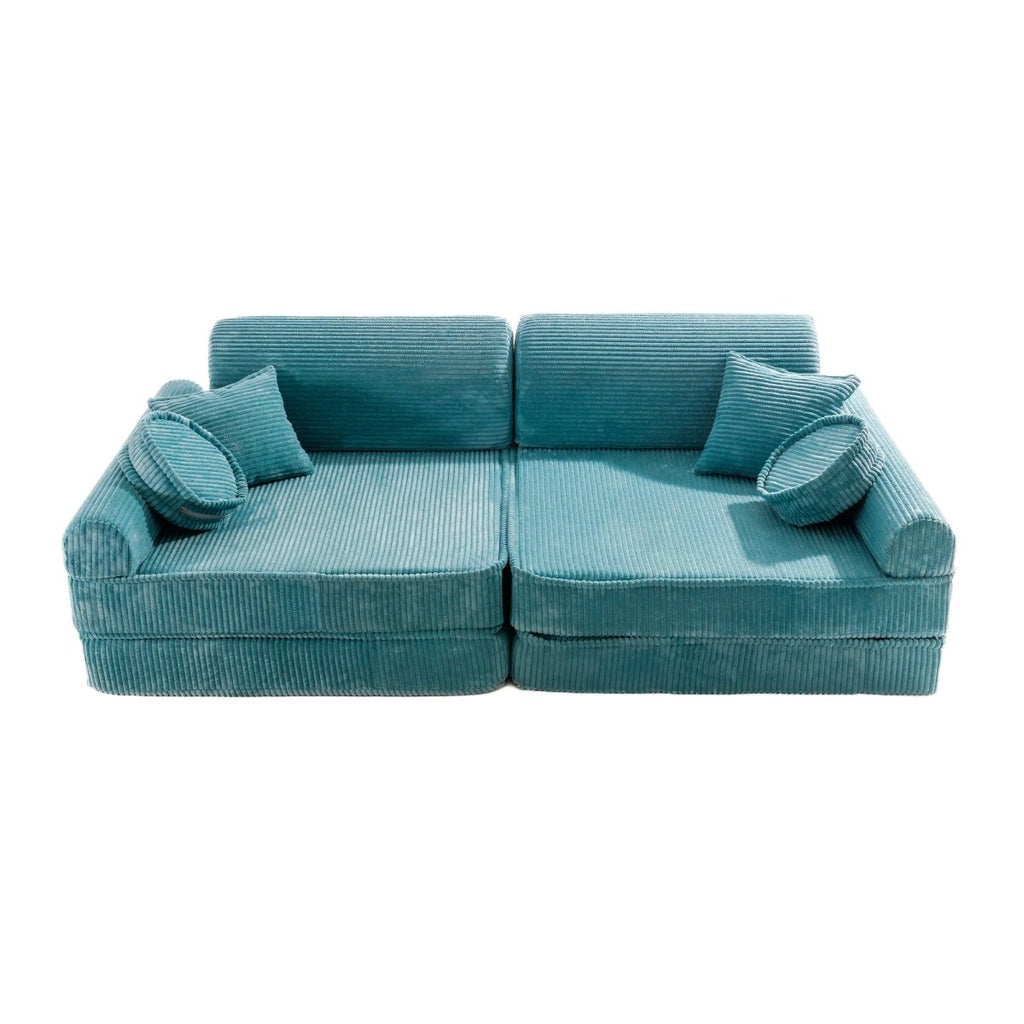 Modular Kids Play Sofa, Large - Corduroy, 160 x 80 cm (Turquoise) - Tiny Tugz™