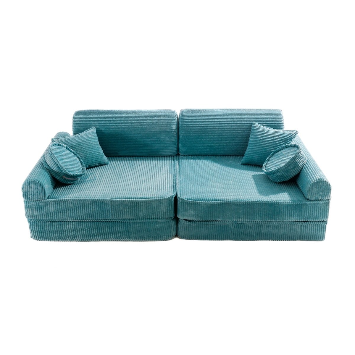 Modular Kids Play Sofa, Large - Corduroy, 160 x 80 cm (Turquoise) - Tiny Tugz™