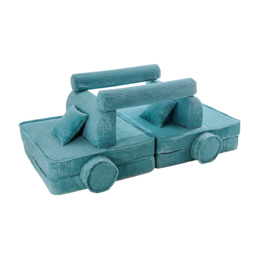 Modular Kids Play Sofa, Large - Corduroy, 160 x 80 cm (Turquoise) - Tiny Tugz™