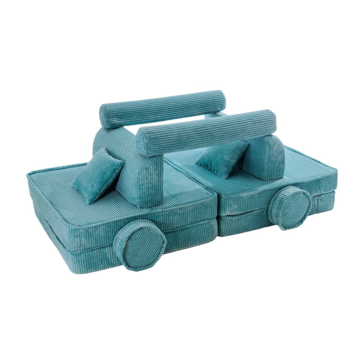 Modular Kids Play Sofa, Large - Corduroy, 160 x 80 cm (Turquoise) - Tiny Tugz™