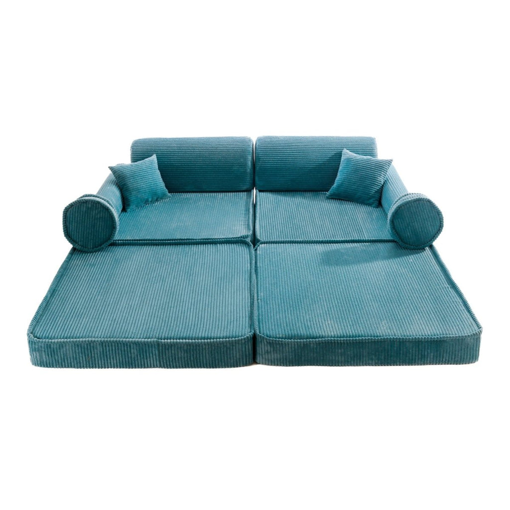 Modular Kids Play Sofa, Large - Corduroy, 160 x 80 cm (Turquoise) - Tiny Tugz™
