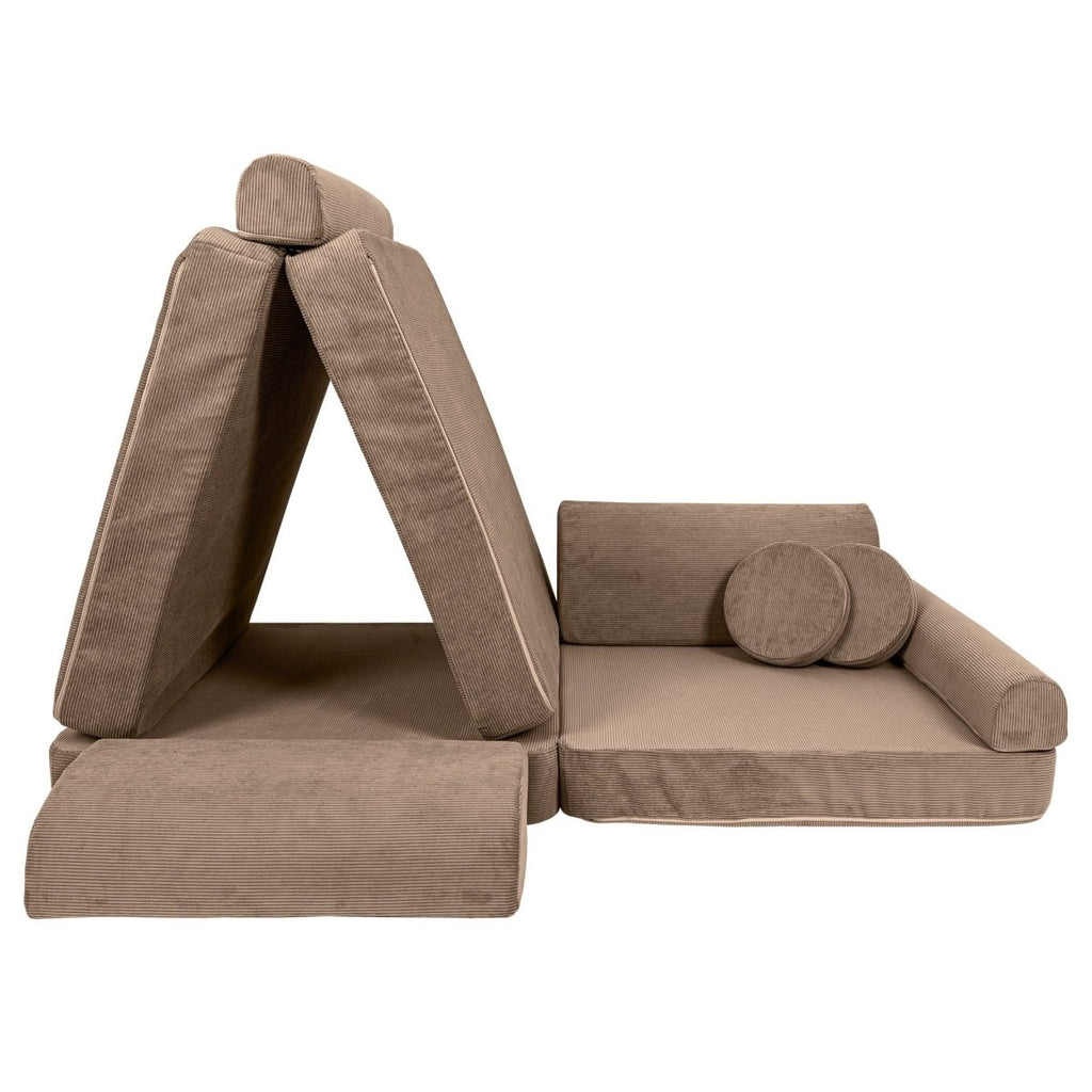 Modular Kids Play Sofa, Large - Slimcord Corduroy, 160 x 80 cm (Brown) - Tiny Tugz™