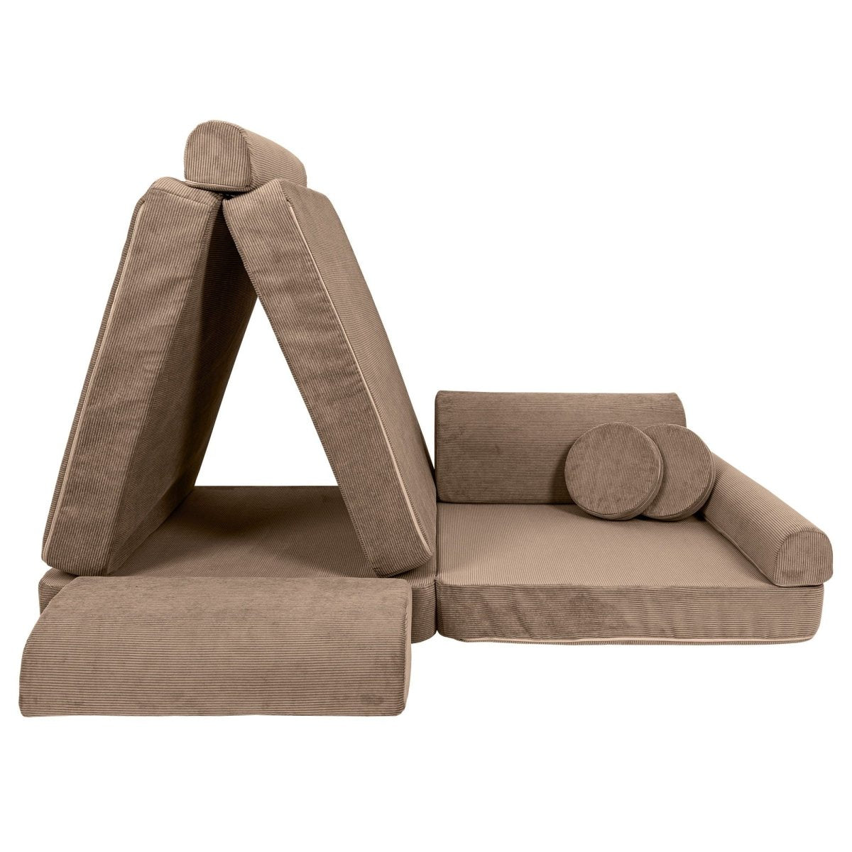 Modular Kids Play Sofa, Large - Slimcord Corduroy, 160 x 80 cm (Brown) - Tiny Tugz™