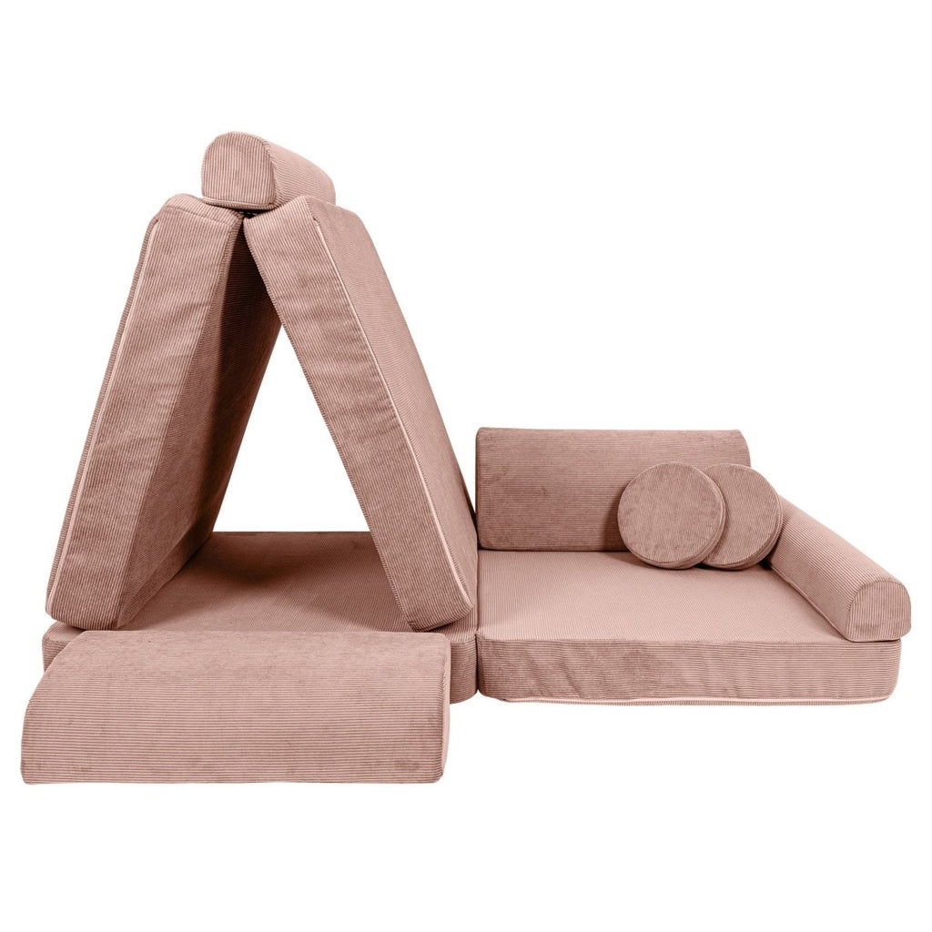 Modular Kids Play Sofa, Large - Slimcord Corduroy, 160 x 80 cm (Pink) - Tiny Tugz™