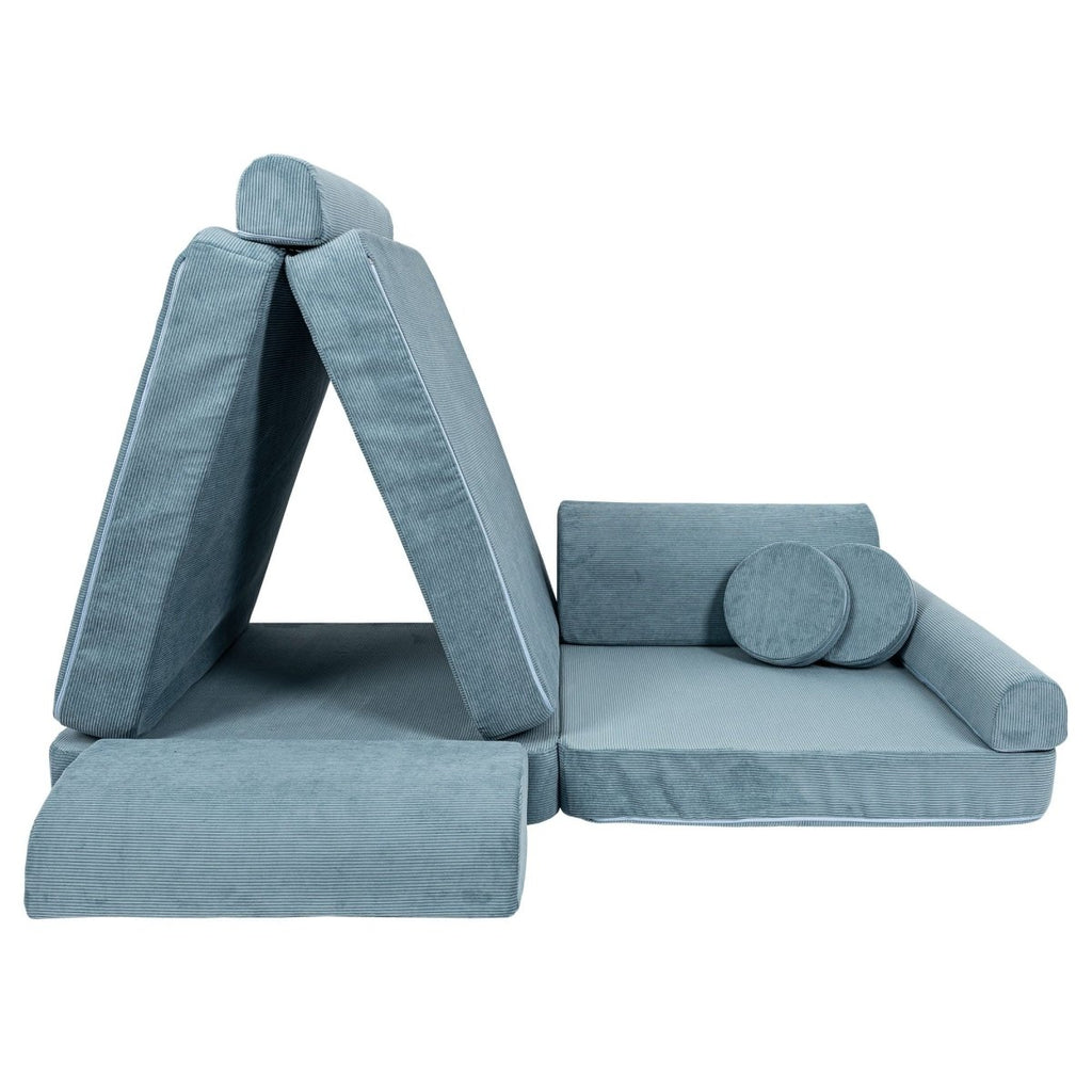 Modular Kids Play Sofa, Large - Slimcord Corduroy, 160 x 80 cm (Turquoise) - Tiny Tugz™