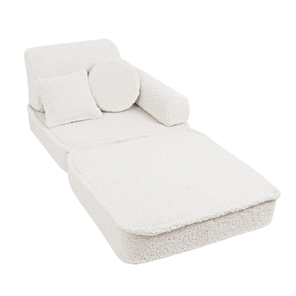 Modular Kids Play Sofa, Medium - Bearly Fabric, 120 x 60 cm (Cream) - Tiny Tugz™