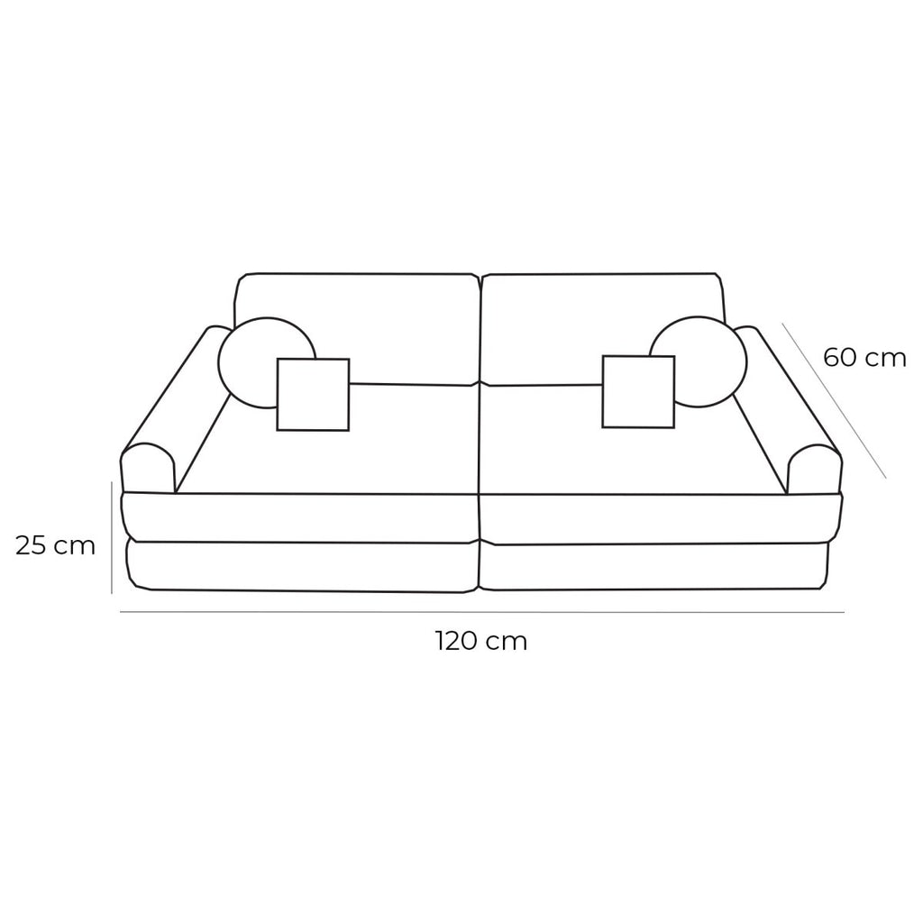 Modular Kids Play Sofa, Medium - Bearly Fabric, 120 x 60 cm (Cream) - Tiny Tugz™