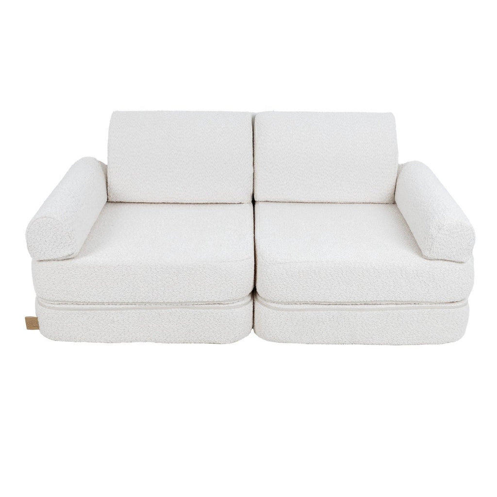 Modular Kids Play Sofa, Medium - Bouclé, 120 x 60 cm (White) - Tiny Tugz™