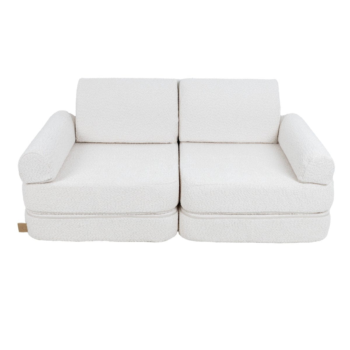 Modular Kids Play Sofa, Medium - Bouclé, 120 x 60 cm (White) - Tiny Tugz™