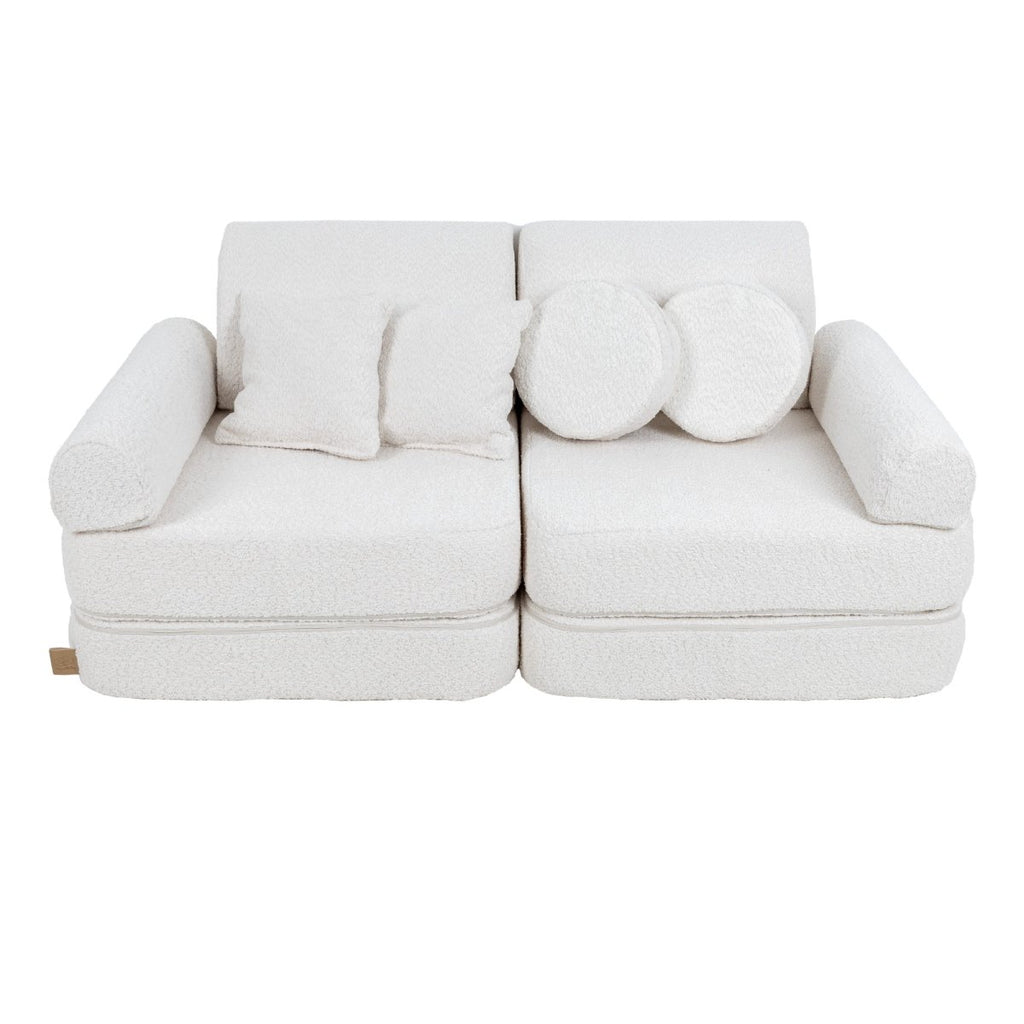 Modular Kids Play Sofa, Medium - Bouclé, 120 x 60 cm (White) - Tiny Tugz™