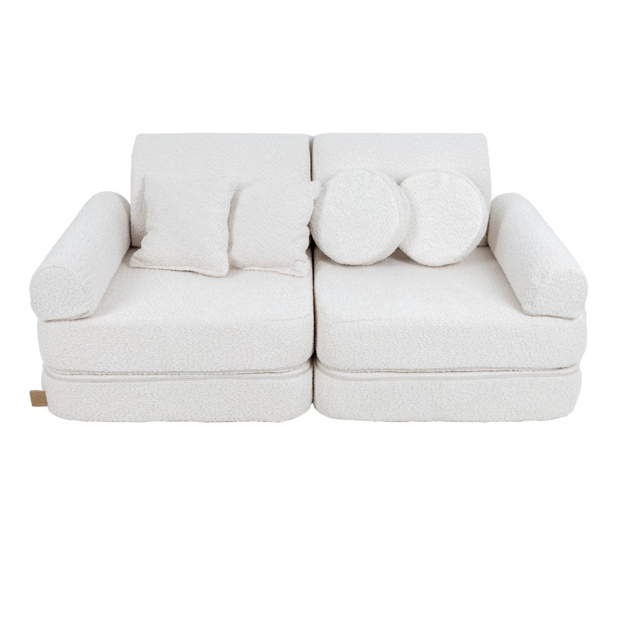 Modular Kids Play Sofa, Medium - Bouclé, 120 x 60 cm (White) - Tiny Tugz™