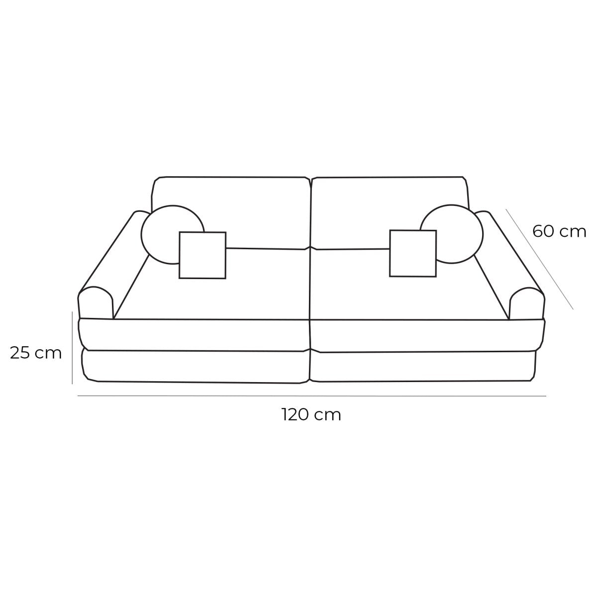 Modular Kids Play Sofa, Medium - Bouclé, 120 x 60 cm (White) - Tiny Tugz™