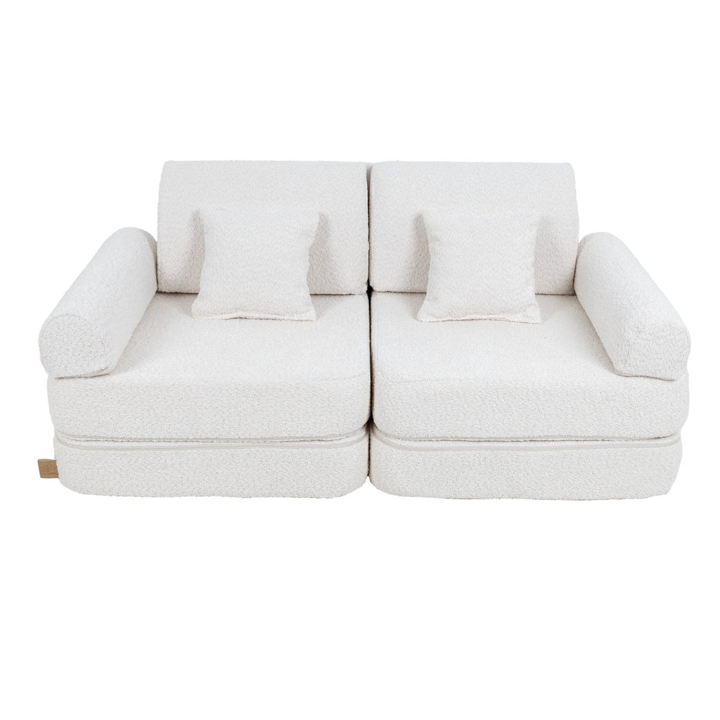Modular Kids Play Sofa, Medium - Bouclé, 120 x 60 cm (White) - Tiny Tugz™