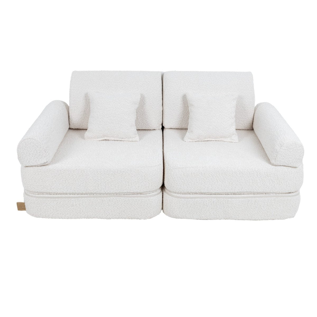 Modular Kids Play Sofa, Medium - Bouclé, 120 x 60 cm (White) - Tiny Tugz™